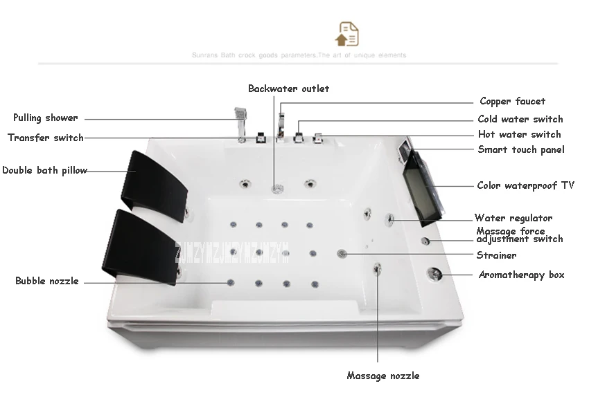 SR5D026 Двойная ванна бытовой Термостатический Отопление Surf Массажная Ванна Smart акриловые + водостойкий Wi Fi ТВ 110 В/220 В