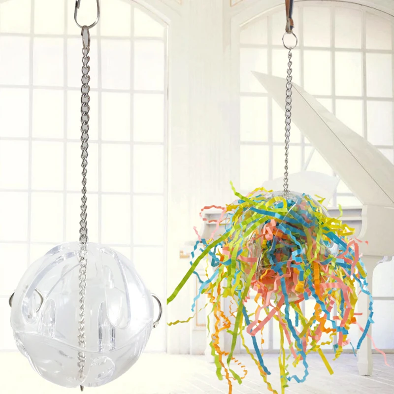 

1Pcs Parrot Bird toy Ball String Colorful Brushed Ball Chewing Hanging Bird Cage Parakeet Hammock Swing Bird toys Accessories