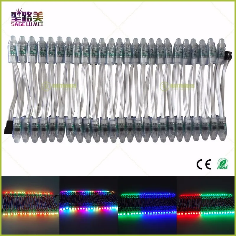 100 шт. DC5V/DC12V белый провод 12 мм WS2811 IC RGB светодиодный модуль цифровой полноцветный 3pin JST светодиодный пиксельный светильник водонепроницаемый IP68