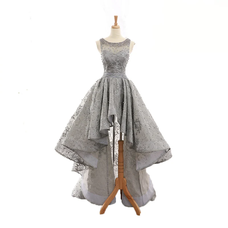 J66595 jancember/коктейльное платье трапециевидной формы с бисером и аппликацией спереди, с короткими сзади, Длинные вечерние платья со шнуровкой сзади для девочек, abiye elbise - Цвет: 66777A