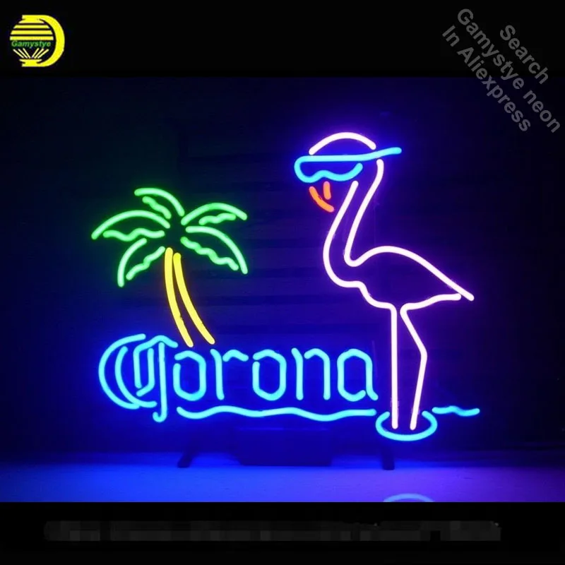 Neon Sign Corona Extra Pink Flamingo neon Light Sign Handcrafted Real