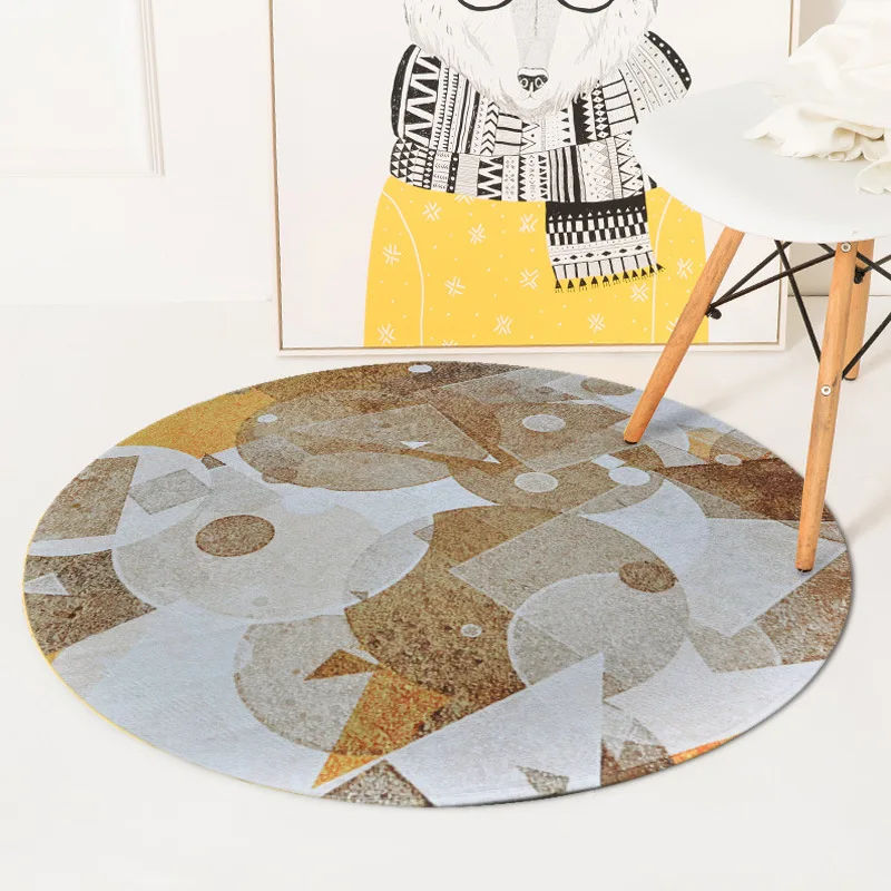 

Nordic Brown Circle Carpets For Living Room Round Computer Chair Area Rug Children Play Tent Floor Mat Cloakroom Rugs And Carpet