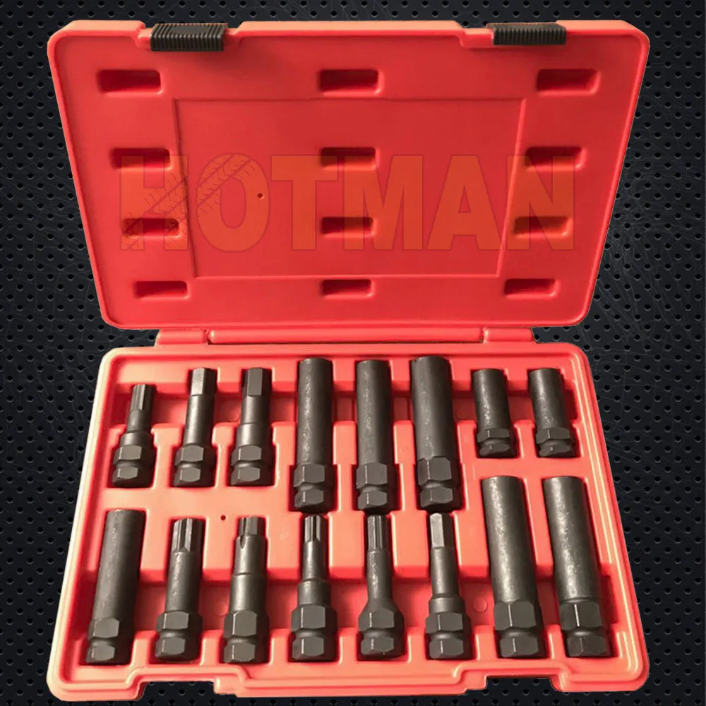 Tire anti theft nut removal tool 16 piece tire nut tool car tire anti