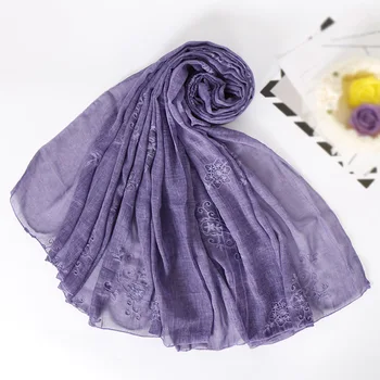 

Cotton embroide flower Hijab scarf shawls women soft bandhnu muslim Turban wraps headband shawls long wrap scarves 180*100cm