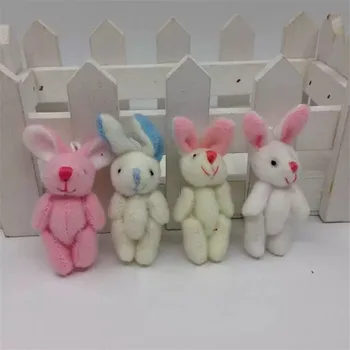 

100pieces/lot 4.5cm plush mini cartoon joint rabbit pendant doll toys bouquet accessories bag pendant jewelry