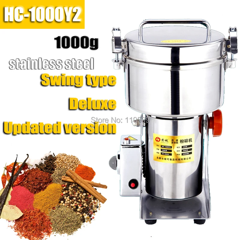 110V Seed mill grinder 1000g Swing type Herb grind full Stainless corn