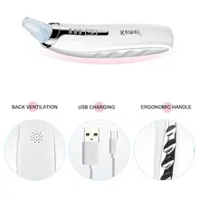 Kemei Электронный удаления угрей с 6 всасывающих головок аккумуляторный для лица Очиститель пор черные точки на носу всасывающий набор инструментов акне