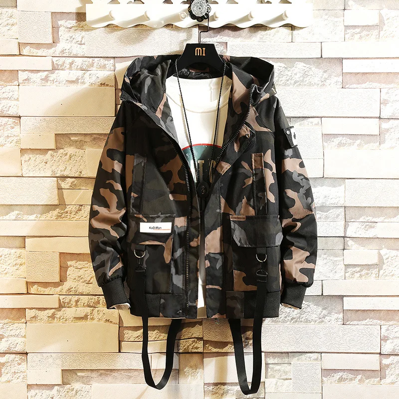 Hot Product 2019 Autumn New Men Leisure Fashion Camouflage Hooded Jacket Unlined Upper Garment Casual Print Zipper Mens Jackets and Coats