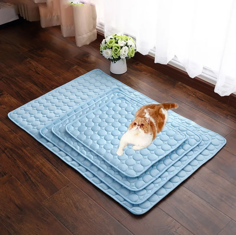 Pet Pad Summer Cooling Pad Mat Dog Beds Mats Pet Ice Pad Cool Cold Silk Moisture-Proof Cooler Mattress Cushion Puppy Sleeping 7