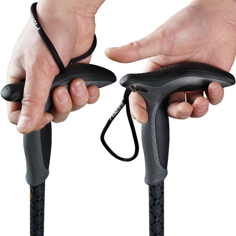 Cane para Idosos Pioneiro de Fibra de Carbono Pólo Trekking Quick Flip Bloqueio Compacto Ultraleve Dobrável Viagem Caminhadas Bengala 22 Pioneer compact fibra de carbono trekking pole