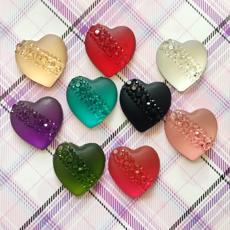 

100pcs DIY heart-shaped resin rhinestones wedding accessories scrapbook gift resin drill A23*5