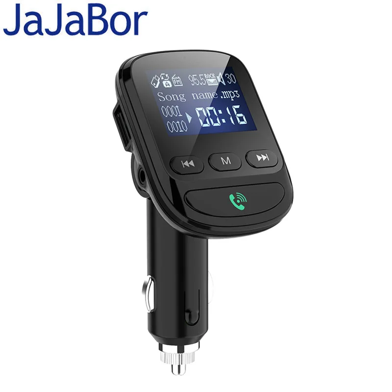 Автомобильный комплект jajabor с Bluetooth беспроводной fm-передатчик громкой связи AUX Аудио Автомобильный mp3 плеер 1,4 дюймов Большой экран QC3.0 Быстрая зарядка