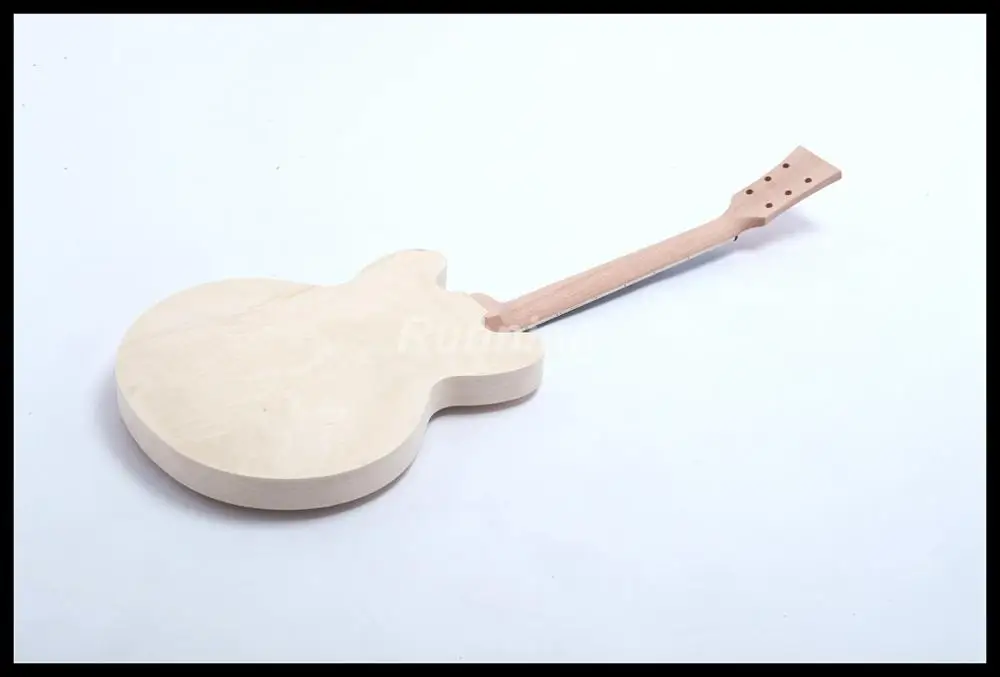 High Quality Unfinished Guitar DIY Electric Guitar Guitar Kit Flat Maple Top Semi Hollow body