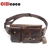 Новые сумки на пояс из натуральной кожи, мужские мешочки для телефона на молнии, поясная сумка для путешествий, винтажная Мужская поясная сумка