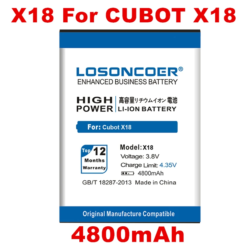 LOSONCOER Замена литий-ионных батарей мобильного телефона батарея для Cubot X18 4800mAh батарея X18