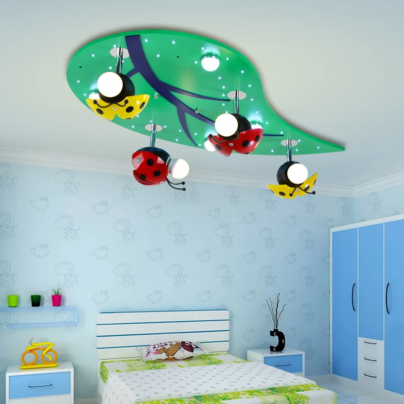 

Creative children room LED ceiling lamps boy and girl baby room lights lamp bedroom ceiling ladybug leaves ZA621 ZL210