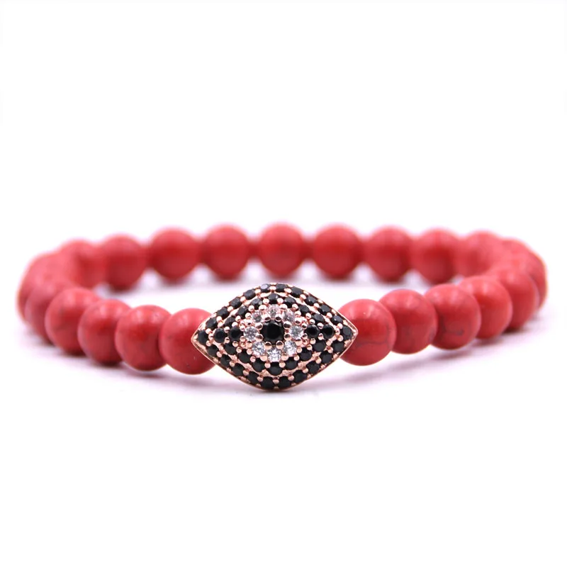 

KANGKANG 2019 Trendy 8mm 5 color Stone Pave CZ Rose gold metal model Eye of gaze Bracelets Men&Women charm DIY Creative Jewelry