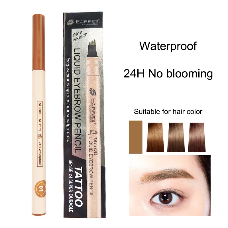 

High Quality 1 Pcs 4 Fork Tip Liquid Eyebrow Pen Waterproof Tattoo Eye Brow Pencil Eyebrow Enhancer