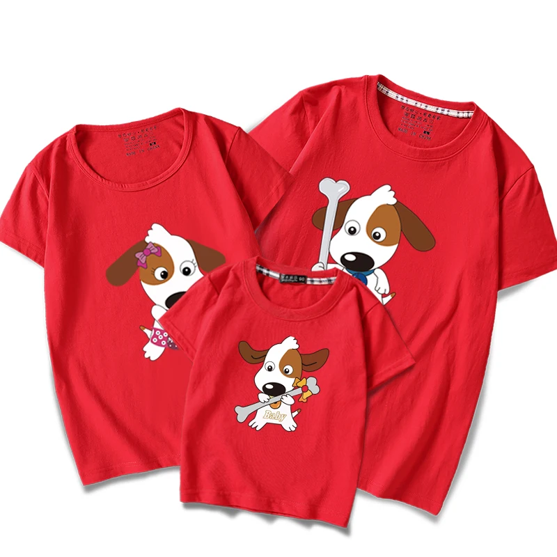 

Mom and Daughter Matching Clothes kids Summer Shirts Cartoon puppy Party Family Look Mother Me Dad Son Matching Outfits T-shirt