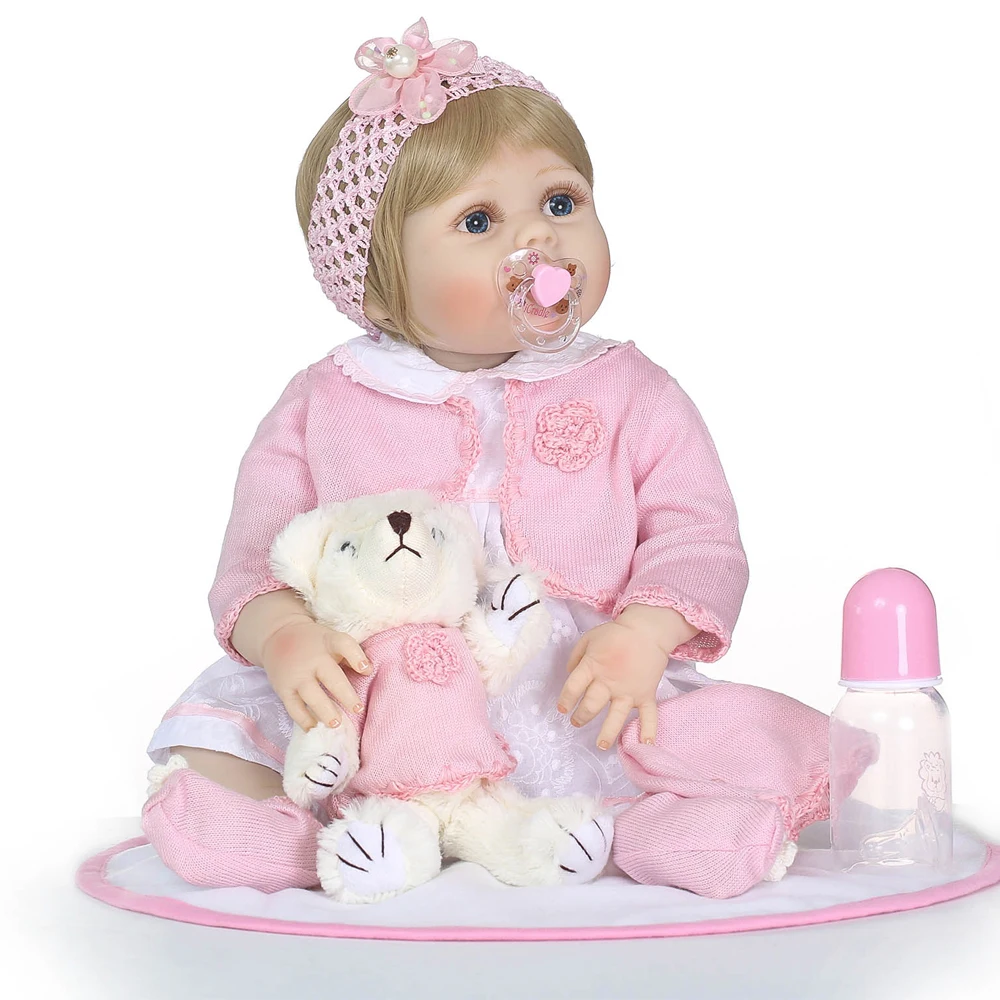

57cm Full Body Silicone Reborn Girl Baby Doll Toys 22inch Newborn Princess Toddler Babies Doll Birthday Gift bebe doll menina