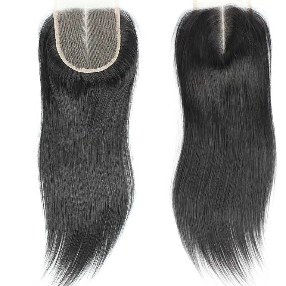 Brazilian Virgin Hair 4x4 Top Closure Straight Human Hair Lace Closures Bleached Knots FreeMiddle3 Part Closure With Baby Hair (1)