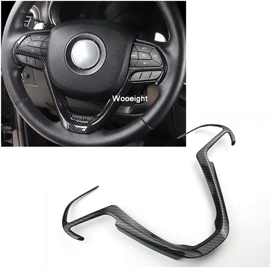ABS Car Fiber Steering Wheel Cover Trim Sticker Decor For Jeep Cherokee Grand Cherokee 2014 2015 2016 2017 2018 Accessories (3)