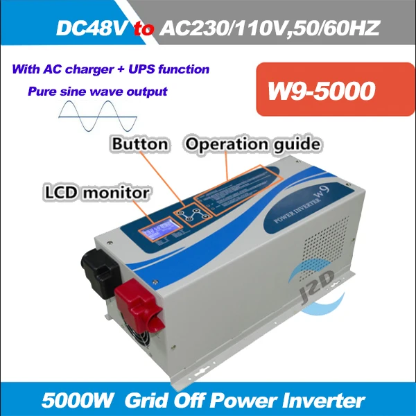 

Pure Sine Wave LCD display inverter 48v 220v 5000w (peak power 15000w) UPS inverter,Grid off Converter built in 30A AC charger