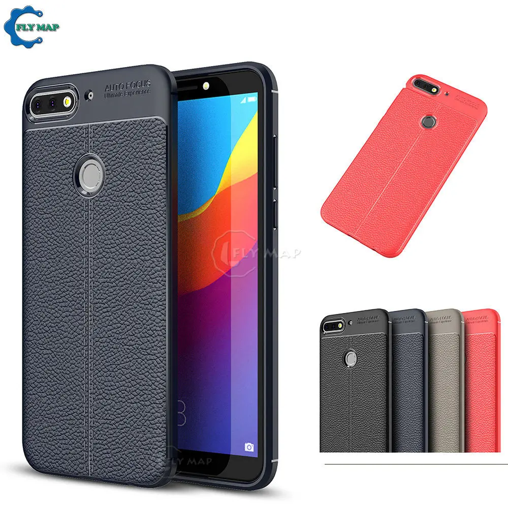 

Soft Cover for Huawei Honor 7C Pro LND-L29 5.99 Litchi Leather Grained Silicon Phone Case for Huawei Honor C7 Pro LND L29 Case