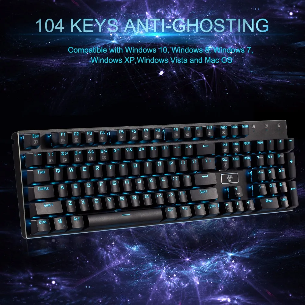Eagle Z-88 RGB LED Backlit Mechanical Gaming Keyboard Metal Plate Outemu Brown Switches, 104 Keys Anti-ghosting QWERTY US Layout