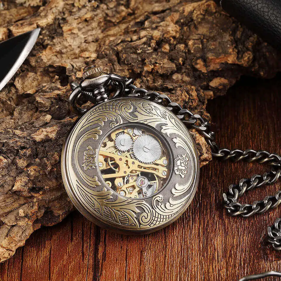 mecânico correntes bronze oco steampunk esqueleto fob