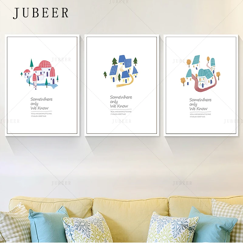 

Nordic Modern Art Canvas Painting Nursery Children Decorative Painting Kids Bedroom Wall Picture Country House Simple Poster