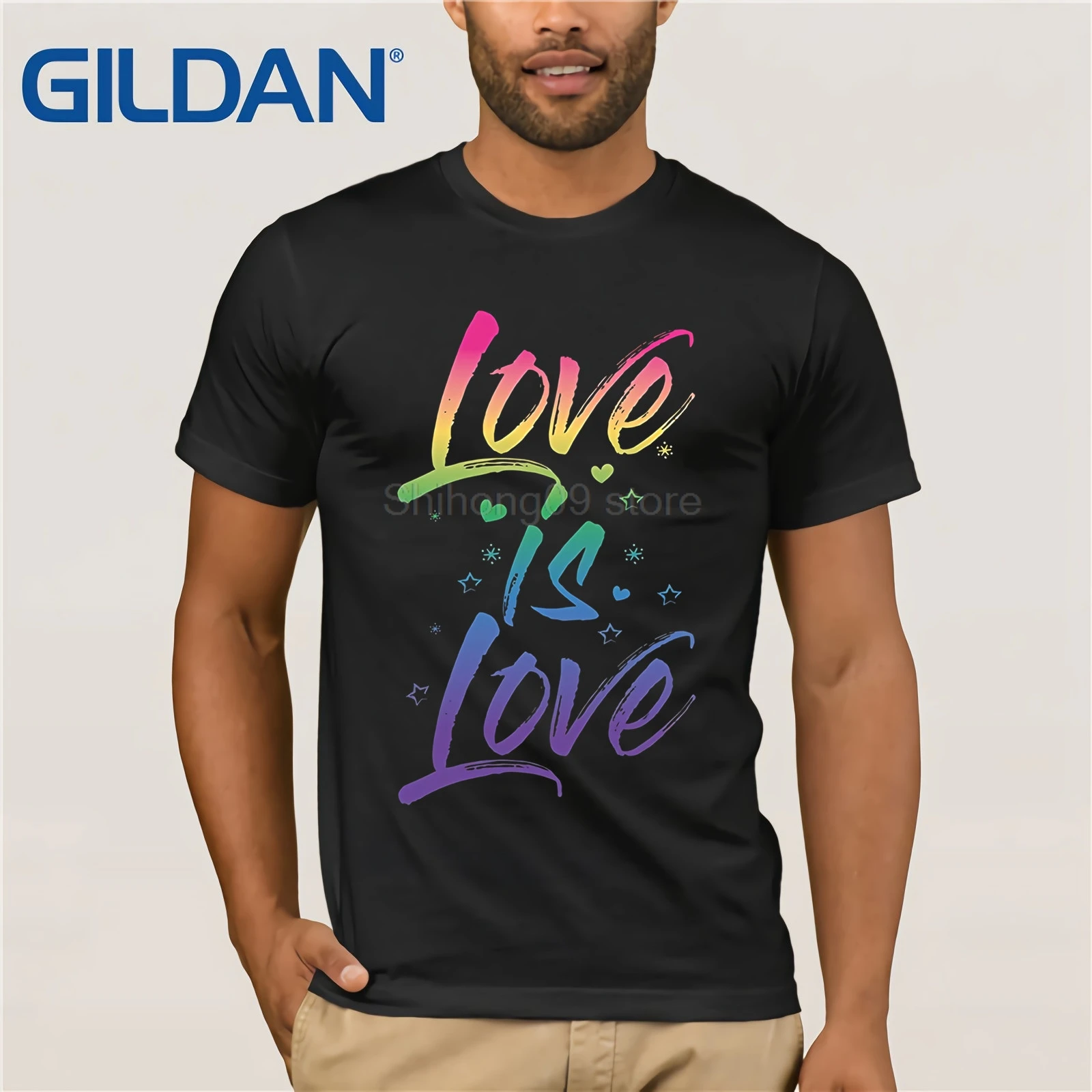 Футболка для геев с принтом радуги надписью Love is LGBT Милая футболка забавная