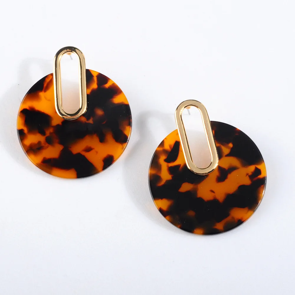 

Simple Alloy Tortoiseshell Earrings for Women Acetic Acid Round Leopard Earrings 2019 Fashion Jewelry Gifts for Women Wholesale