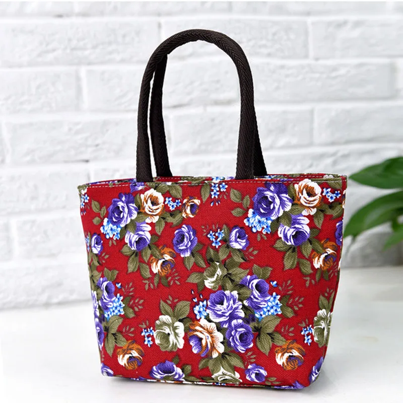 Women Canvas Handbag Designer Fabric Beach Bag Female Printing Flower Pattern Shopping Shoulder ...