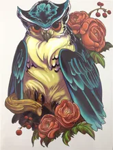 Hot Sale21 X 15 CM OWL and Flower Temporary Tattoo Stickers Temporary Body Art Waterproof#46