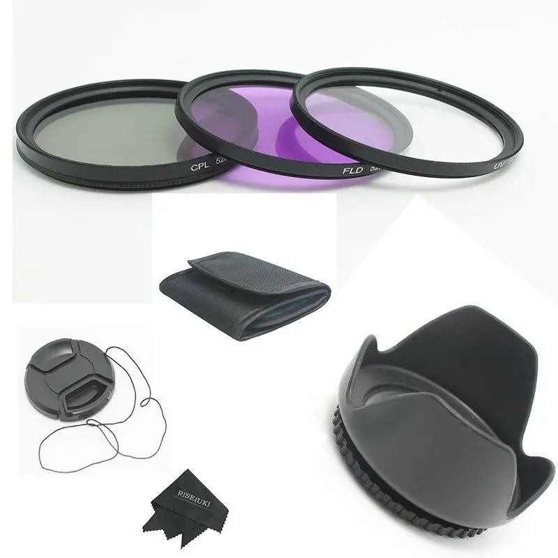 

58MM RISE(UK) UV CPL FLD Filter Kit + Cap+ Hood for DSLR SLR Canon Rebel 18-55mm