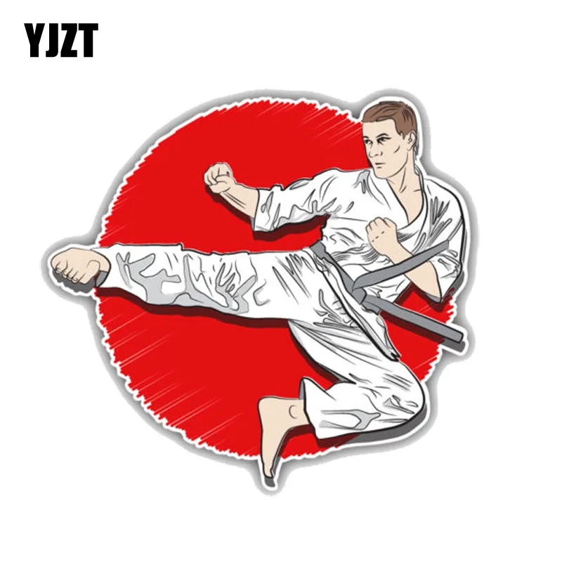 

YJZT 13CM*13CM Karate Fighter Kick PVC Motorcycle Car Sticker 11-00297