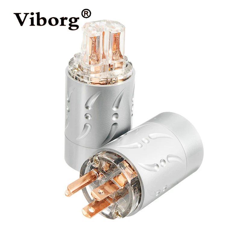 

Viborg Transparent IEC Audio Connector US Speaker Power Plugs Aluminous Shell 1 Pair 125V Ac Power Cord Plugs For HIFI Speaker