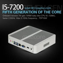 Mini pc i5 7200u настольный компьютер windows 10 intel nuc неттоп barebone системы Kabylake Безвентиляторный HTPC HD620 Графика 4 К 300 М wi-fi