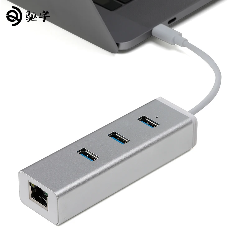 USB3.1 Тип C c концентратора 3 Порты с Fast Ethernet 10/100/1000 Мбит/с Gibabit сети карты LAN +