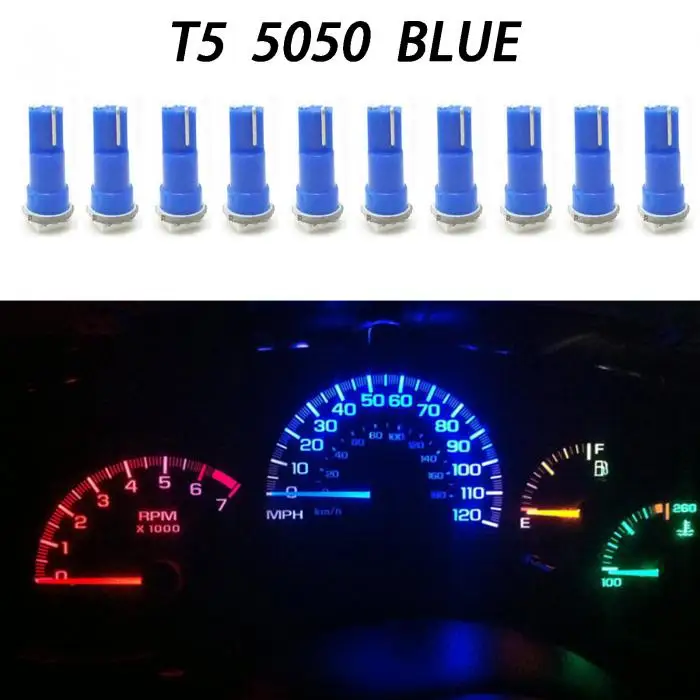 10 шт. T5 17 37 73 74 SMD 5050 авто 12vled лампа приборной панели автомобиля инструмент лампочки для Ford