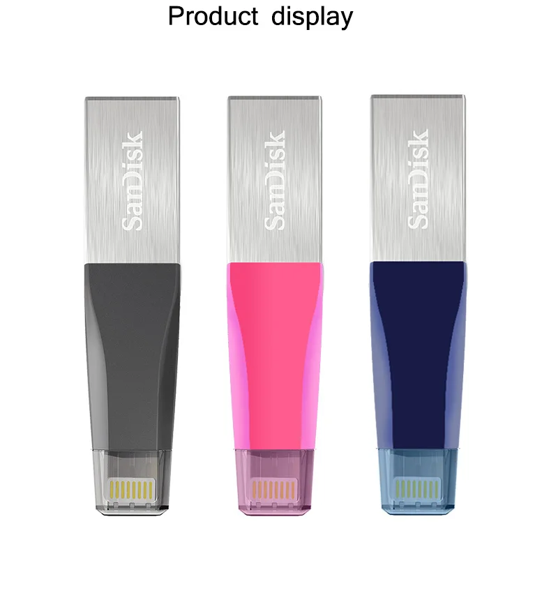 Флеш-накопитель USB SanDisk iXPand OTG с разъемом Lightning, флеш-накопитель USB 3,0, флеш-накопитель 32 ГБ, 64 ГБ, 128 ГБ, MFi для iPhone, розовый, синий, серый