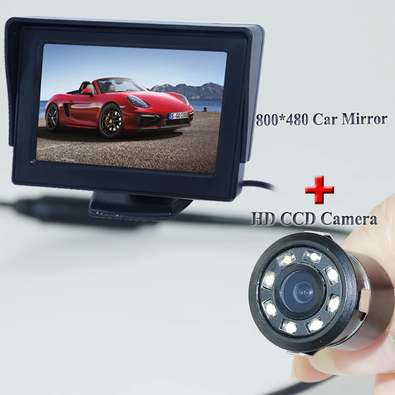 2 In 1 Car Parking Assistance System 4.3 Inch TFT LCD Car Reverse Mirror Rearview Monitor + 8 LED Lights Car Rear View Camera 2 In 1 Car Parking Assistance System 4.3 Inch TFT LCD Car Reverse Mirror Rearview Monitor + 8 LED Lights Car Rear View Camera