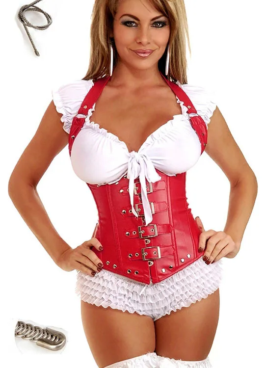 Halter Leather Corset Underbust Bustier