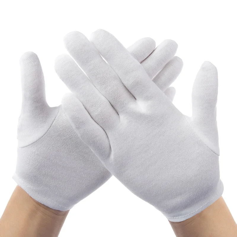 1 pairs/lot White 100 Cotton Ceremonial gloves for male female Serving / Waiters/drivers