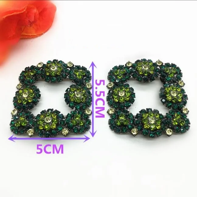 1 пара высококачественных квадратных бриллиантов сияющий цвет зеленый обувь цветок обувь Пряжка для обуви аксессуары