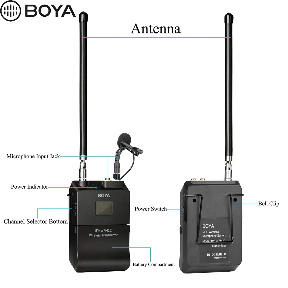 BOYA BY-WFM12 беспроводной микрофон VHFMic система для iPhone sony Canon DSLR видеокамеры Аудио рекордер PK WM4 BY-WM4