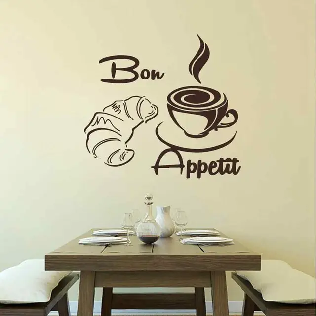 battoo bon appetit wall decal croissant coffee cup kitchen wall