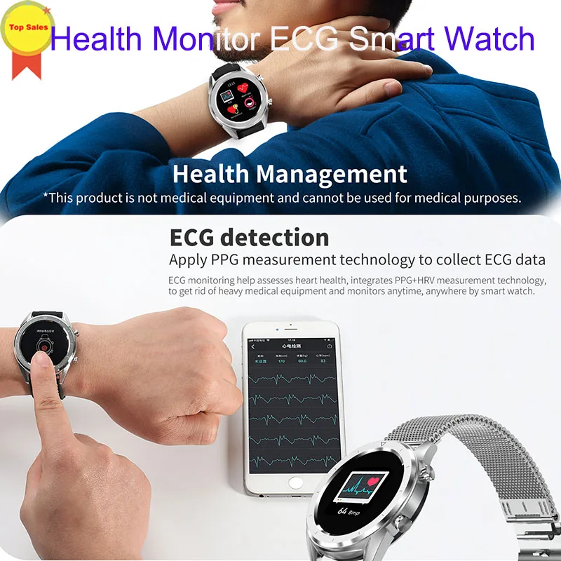 

IP68 waterproof Smart Watch ECG Monitor information reminder fitness Tracker Sports Watch band ECG Smartwatch HR BP monitor IOS