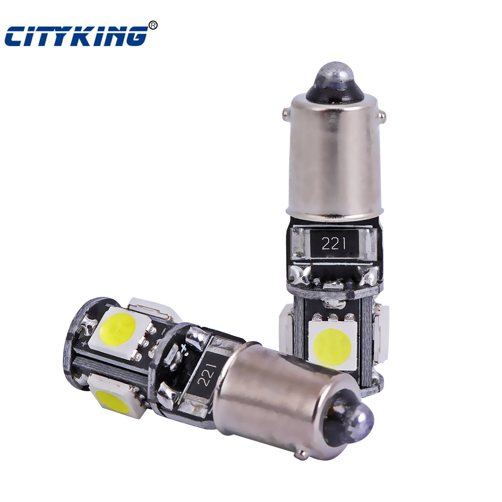 

Free shipping 10pcs/lot BA9S led canbus 5SMD LED 5050 White CANBUS Error Free Interior Car H6W led Light Lamp car-styling 12V